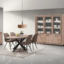 Vitrinekasten|Ygo Glaskast DELPHINE 3D/Glas - 3D (incl. LED) B191