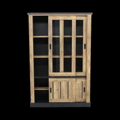 Vitrinekasten|Ygo Glaskast KAMIEL Industrial Oak