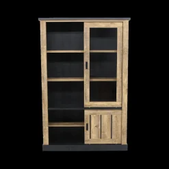 Vitrinekasten|Ygo Glaskast KAMIEL Industrial Oak