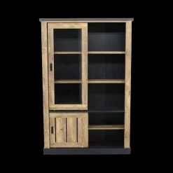 Vitrinekasten|Ygo Glaskast KAMIEL Industrial Oak