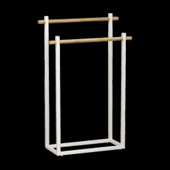 Badkameropbergers|Ygo Handdoekhouder ATHOR 2Niv. Bam./Met. Wit