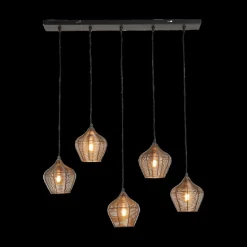 Hanglampen|Ygo Hanglamp ALVARO 5Del. Met. Ant. Brons