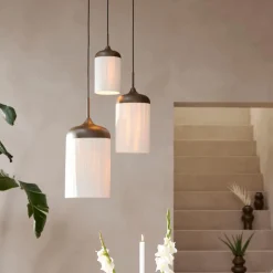 Hanglampen|Ygo Hanglamp DANIALO 3Del. Bruin/Crème