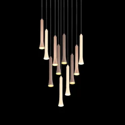 Hanglampen|Ygo Hanglamp FIATO Rond 11Del. Taupe/Coffee