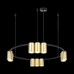 Hanglampen|Ygo Hanglamp ISE 10Del. Geborst. Goud/Zwart