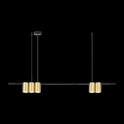 Hanglampen|Ygo Hanglamp ISE 5Del. Geborst. Goud/Zwart