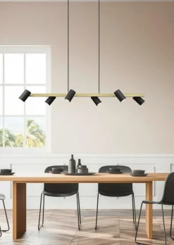 Hanglampen|Ygo Hanglamp MARLEY 6-Delig Metaal Zwart/Goud