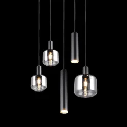 Hanglampen|Ygo Hanglamp MATARO 5Del. Zwart