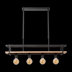 Hanglampen|Ygo Hanglamp MILONGA Met. Zwart/Hout