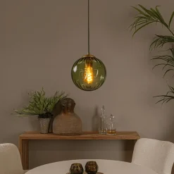 Hanglampen|Ygo Hanglamp MONSARAZ 1Del. Glas Groen