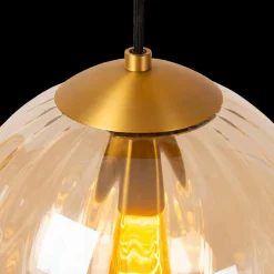Hanglampen|Ygo Hanglamp MONSARAZ 3Del. Glas Groen/Amber
