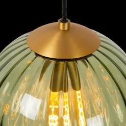 Hanglampen|Ygo Hanglamp MONSARAZ 3Del. Glas Groen/Amber