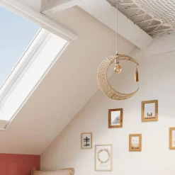 Decoratieve Accessoires|Kinderverlichting|Ygo Hanglamp MOON Maan Touw Naturel