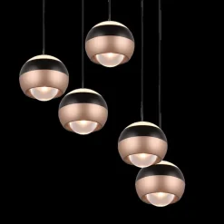 Hanglampen|Ygo Hanglamp ORBIT 5Del. Rond Zwart/Coffee