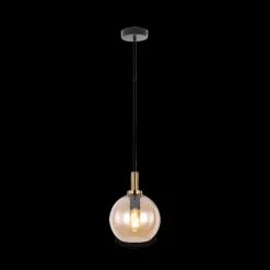 Hanglampen|Ygo Hanglamp OSIRA Ø20 Zwart/Glas Amber