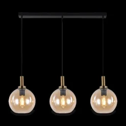 Hanglampen|Ygo Hanglamp OSIRA 3Del. Zwart/Glas Amber