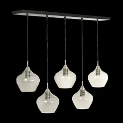 Hanglampen|Ygo Hanglamp RAKEL 5Del. Ant. Brons/Glas Smoke
