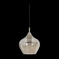 Hanglampen|Ygo Hanglamp RAKEL L Ant. Brons/Glas Smoke