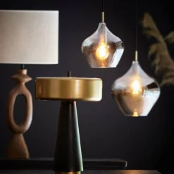 Hanglampen|Ygo Hanglamp RAKEL L Ant. Brons/Glas Smoke