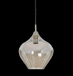 Hanglampen|Ygo Hanglamp RAKEL XL Ant. Brons/Glas Smoke