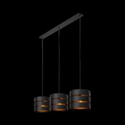 Hanglampen|Ygo Hanglamp ROSAS 3Del. Lang Zwart/Goud