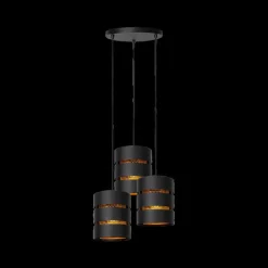 Hanglampen|Ygo Hanglamp ROSAS 3Del. Rond Zwart/Goud