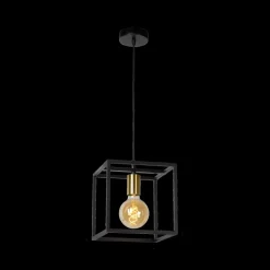 Hanglampen|Ygo Hanglamp RUBEN 1Del. Zwart/Goud