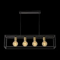 Hanglampen|Ygo Hanglamp RUBEN 4-delig Zwart/Goud