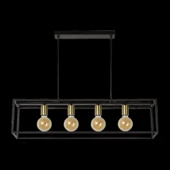 Hanglampen|Ygo Hanglamp RUBEN 4-delig Zwart/Goud