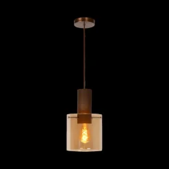 Hanglampen|Ygo Hanglamp TOLEDO 1Del. Koper/Glas Amber