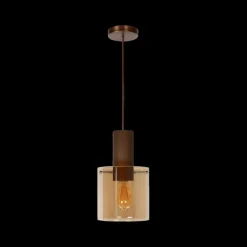 Hanglampen|Ygo Hanglamp TOLEDO 1Del. Koper/Glas Amber
