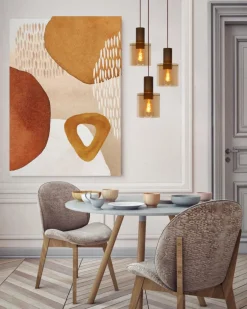 Hanglampen|Ygo Hanglamp TOLEDO Rond Koper/Glas Amber