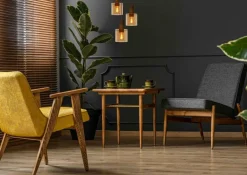 Hanglampen|Ygo Hanglamp TOLEDO Rond Koper/Glas Amber