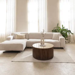 Hoeksalons|Ygo Hoeksalon KOKOMO Longchair Links Cream