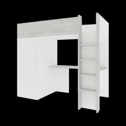 Slaapkamer|Bedden|Ygo Hoogslaper incl. bureau/kleerkast LEVI White