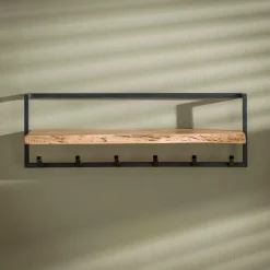 Opbergen|Ygo Kapstok 6 haken met plank, massief accacia naturel