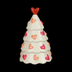 Kerst|Ygo Kerstboom CORSIN Hartjes Keramiek Wit/Groen Ass.