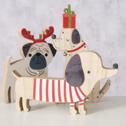 Kerst|Ygo Kersthond BARNEY Hout Ass.