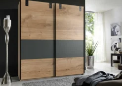 Schuifdeurkasten|Ygo Kleerkast CYKEL Plankeneiche/Graphite B135