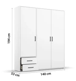 Draaideurkasten|Ygo Kleerkast EDVIN Wit B140