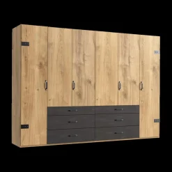 Draaideurkasten|Ygo Kleerkast KICK Plankeneiche/Raw Steel B300