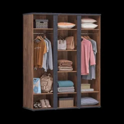 Jeugdkamerkasten|Kleerkasten|Ygo Kleerkast MATHIS Acacia/Black Concrete B164