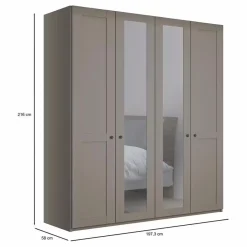 Draaideurkasten|Ygo Kleerkast NAVAN B200 2xSpiegel Kiezelgrijs