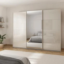 Schuifdeurkasten|Ygo Kleerkast SWEDEN Champagne/Glas B271