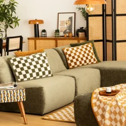 Sierkussens & Plaids|Ygo Kussen DAMDRO Dambordmotief Groen