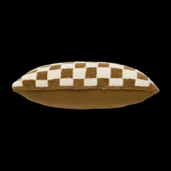 Sierkussens & Plaids|Ygo Kussen DAMDRO Dambordmotief Oker