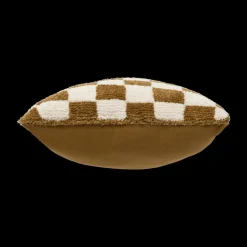 Sierkussens & Plaids|Ygo Kussen DAMDRO Dambordmotief Oker