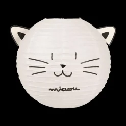 Decoratieve Accessoires|Kinderverlichting|Ygo Lampenkap CHAT Rond Wit/Zwart