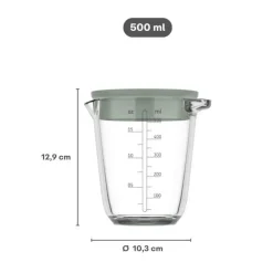 Keukenaccessoires|Kookaccessoires|Ygo Maatbeker CHEF IT Glas 0,5L m/Deksel Chalk