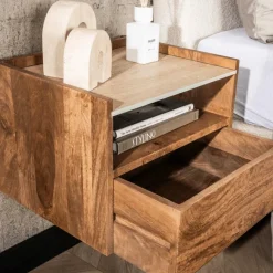 Nachttafels|Ygo Nachttafel FIDEL Hangend Mango/Travertin